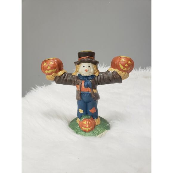 Vintage Scarecrow Halloween Spooky Candolier‎ Candle Holder Decor Retro Pumpkin - Picture 5 of 9